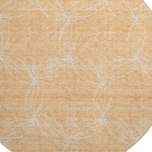 HomeRoots 8' Peach And Ivory Geometric Round Rug - Washable, UV Protected, Durable for Homes with Kids & Pets 676587