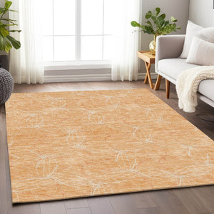 HomeRoots 9' X 12' Peach Geometric Area Rug - Washable, UV Protected, Modern Style for Family-Friendly Spaces 676589