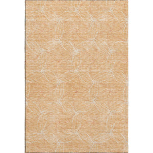 HomeRoots 9' X 12' Peach Geometric Area Rug - Washable, UV Protected, Modern Style for Family-Friendly Spaces 676589