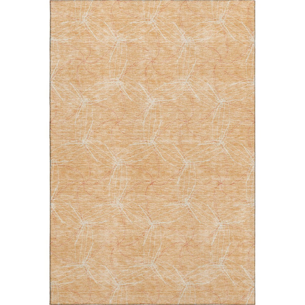 HomeRoots 9' X 12' Peach Geometric Area Rug - Washable, UV Protected, Modern Style for Family-Friendly Spaces 676589
