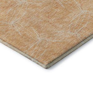 HomeRoots 9' X 12' Peach Geometric Area Rug - Washable, UV Protected, Modern Style for Family-Friendly Spaces 676589