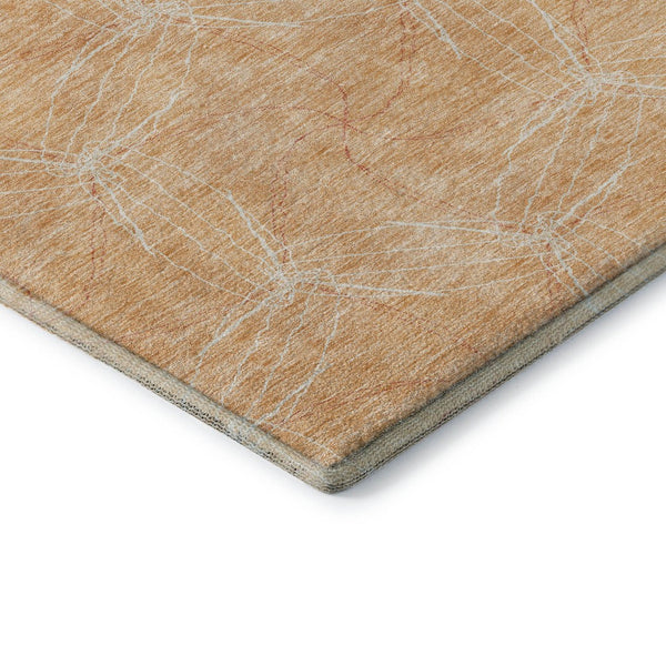 HomeRoots 9' X 12' Peach Geometric Area Rug - Washable, UV Protected, Modern Style for Family-Friendly Spaces 676589