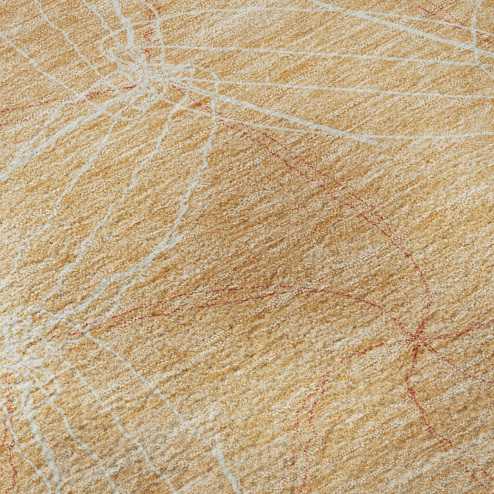 HomeRoots 9' X 12' Peach Geometric Area Rug - Washable, UV Protected, Modern Style for Family-Friendly Spaces 676589