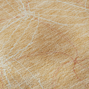 HomeRoots 9' X 12' Peach Geometric Area Rug - Washable, UV Protected, Modern Style for Family-Friendly Spaces 676589