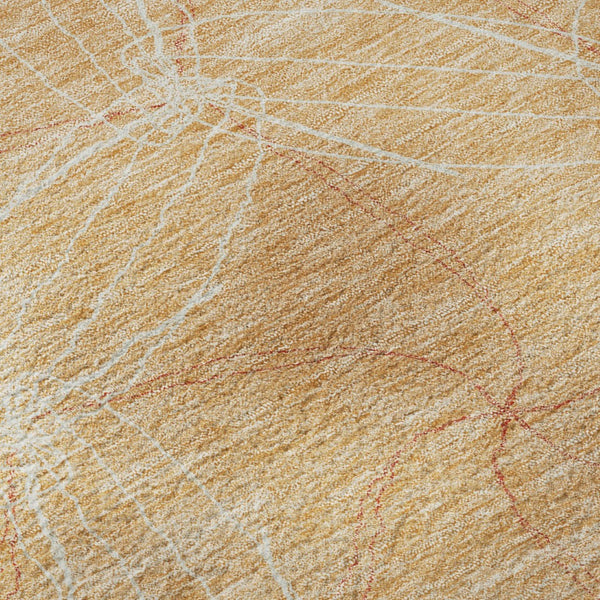 HomeRoots 9' X 12' Peach Geometric Area Rug - Washable, UV Protected, Modern Style for Family-Friendly Spaces 676589