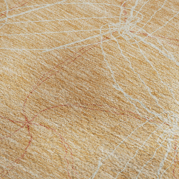 HomeRoots 9' X 12' Peach Geometric Area Rug - Washable, UV Protected, Modern Style for Family-Friendly Spaces 676589