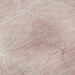 HomeRoots 8' Pink And Ivory Geometric Round Rug - Washable, UV Protected, Soft, Durable for Home & Patio Decor 676593