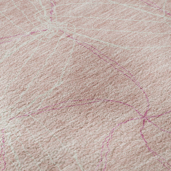 HomeRoots 8' Pink And Ivory Geometric Round Rug - Washable, UV Protected, Soft, Durable for Home & Patio Decor 676593