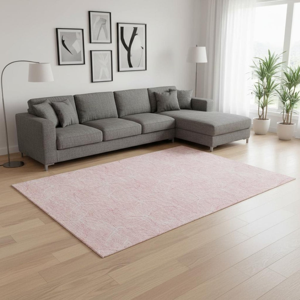 HomeRoots 8' X 10' Pink Geometric Washable Area Rug with UV Protection - Durable, Stylish & Easy Care Option 676594