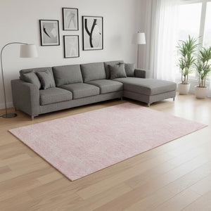 HomeRoots 8' X 10' Pink Geometric Washable Area Rug with UV Protection - Durable, Stylish & Easy Care Option 676594