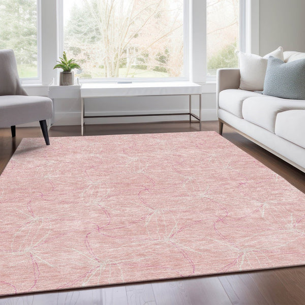 HomeRoots 8' X 10' Pink Geometric Washable Area Rug with UV Protection - Durable, Stylish & Easy Care Option 676594