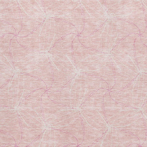 HomeRoots 10' Pink and Ivory Geometric Washable Area Rug - Durable, Stain-Resistant, UV-Protected for Homes 676596