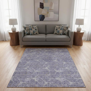 HomeRoots 5' X 8' Purple and Ivory Geometric Area Rug - Washable, UV-Protected, Pet-Friendly for Modern Homes 676598