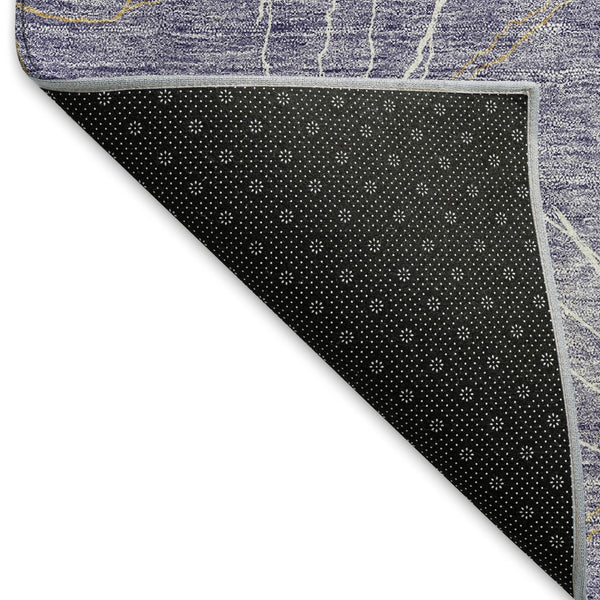 HomeRoots 5' X 8' Purple and Ivory Geometric Area Rug - Washable, UV-Protected, Pet-Friendly for Modern Homes 676598