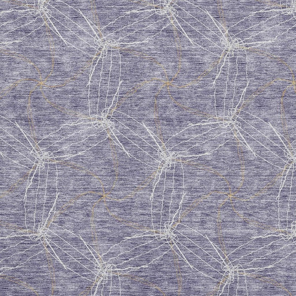 HomeRoots 5' X 8' Purple and Ivory Geometric Area Rug - Washable, UV-Protected, Pet-Friendly for Modern Homes 676598