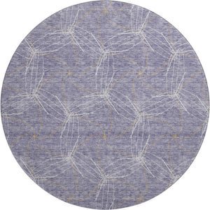 HomeRoots 8' Purple & Ivory Geometric Washable Round Rug - Durable, UV-Protected & Stain-Resistant Design 676599