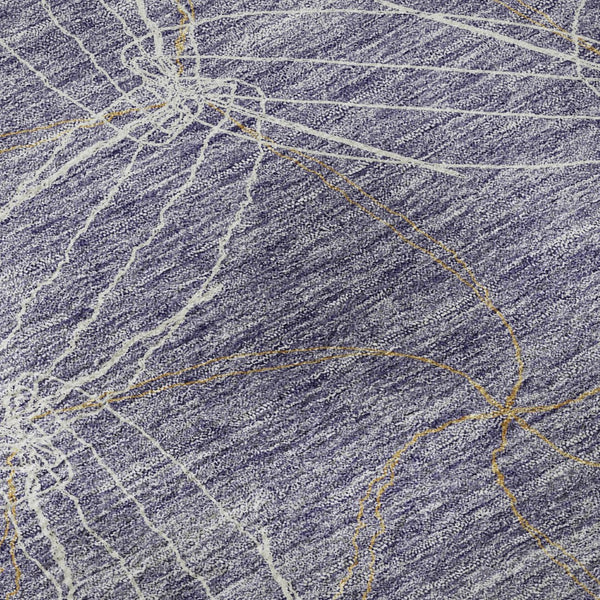 HomeRoots 8' Purple & Ivory Geometric Washable Round Rug - Durable, UV-Protected & Stain-Resistant Design 676599