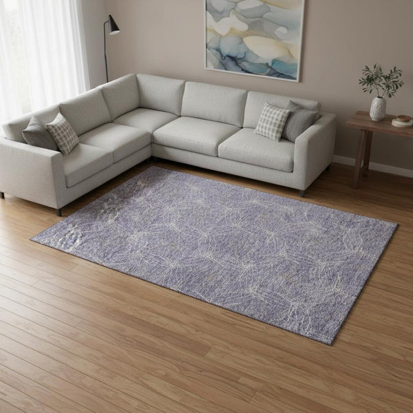HomeRoots 8' X 10' Stylish Purple & Ivory Geometric Area Rug - Washable, UV Protected, Pet-Friendly Décor! 676600