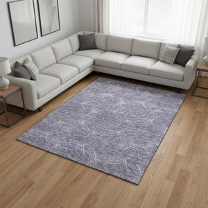 HomeRoots 9' X 12' Stylish Purple & Ivory Geometric Washable Area Rug with UV Protection for Modern Spaces 676601