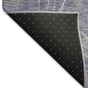 HomeRoots 9' X 12' Stylish Purple & Ivory Geometric Washable Area Rug with UV Protection for Modern Spaces 676601