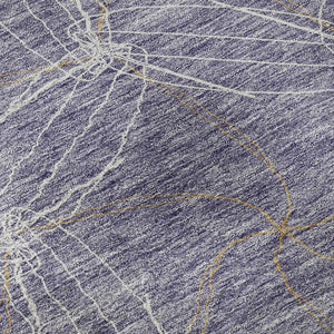 HomeRoots 9' X 12' Stylish Purple & Ivory Geometric Washable Area Rug with UV Protection for Modern Spaces 676601