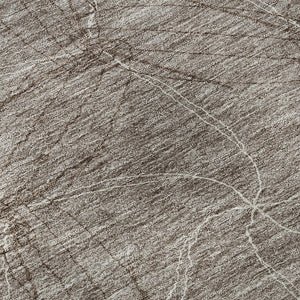 HomeRoots 8' Stylish Taupe and Ivory Geometric Washable Round Rug with UV Protection for High-Traffic Areas 676605