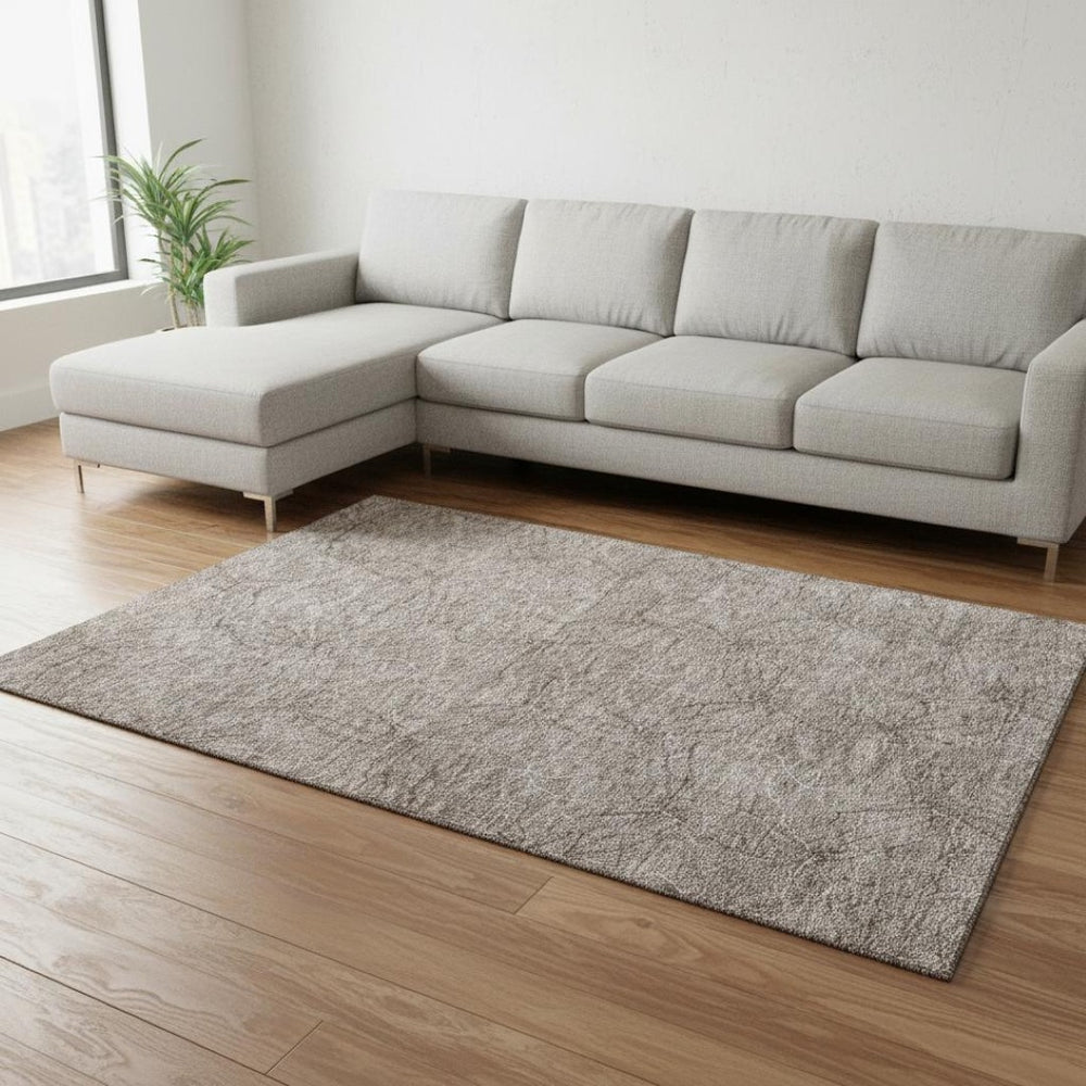 HomeRoots 8' X 10' Taupe & Ivory Geometric Area Rug – Stylish, Washable, UV-Protected for All Spaces! 676606