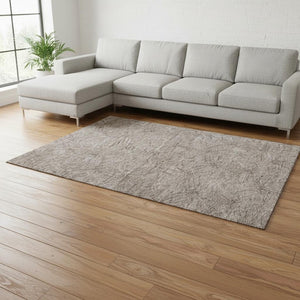 HomeRoots 10' X 14' Taupe & Ivory Geometric Washable Area Rug - UV Protected, Stain-Resistant, Family-Friendly! 676608