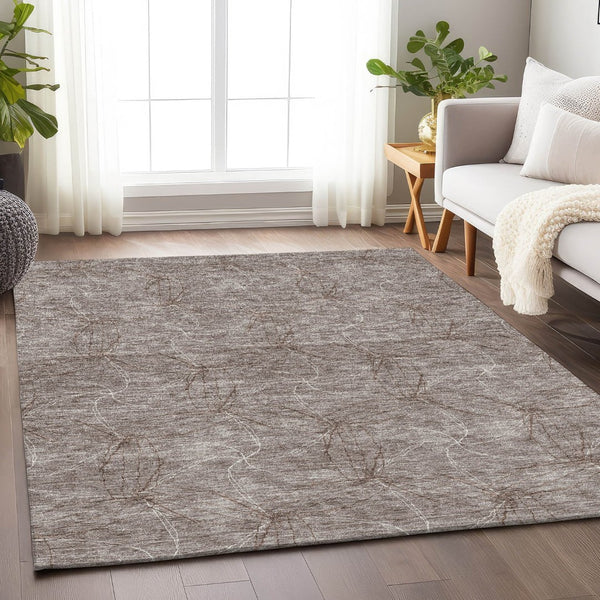 HomeRoots 10' X 14' Taupe & Ivory Geometric Washable Area Rug - UV Protected, Stain-Resistant, Family-Friendly! 676608