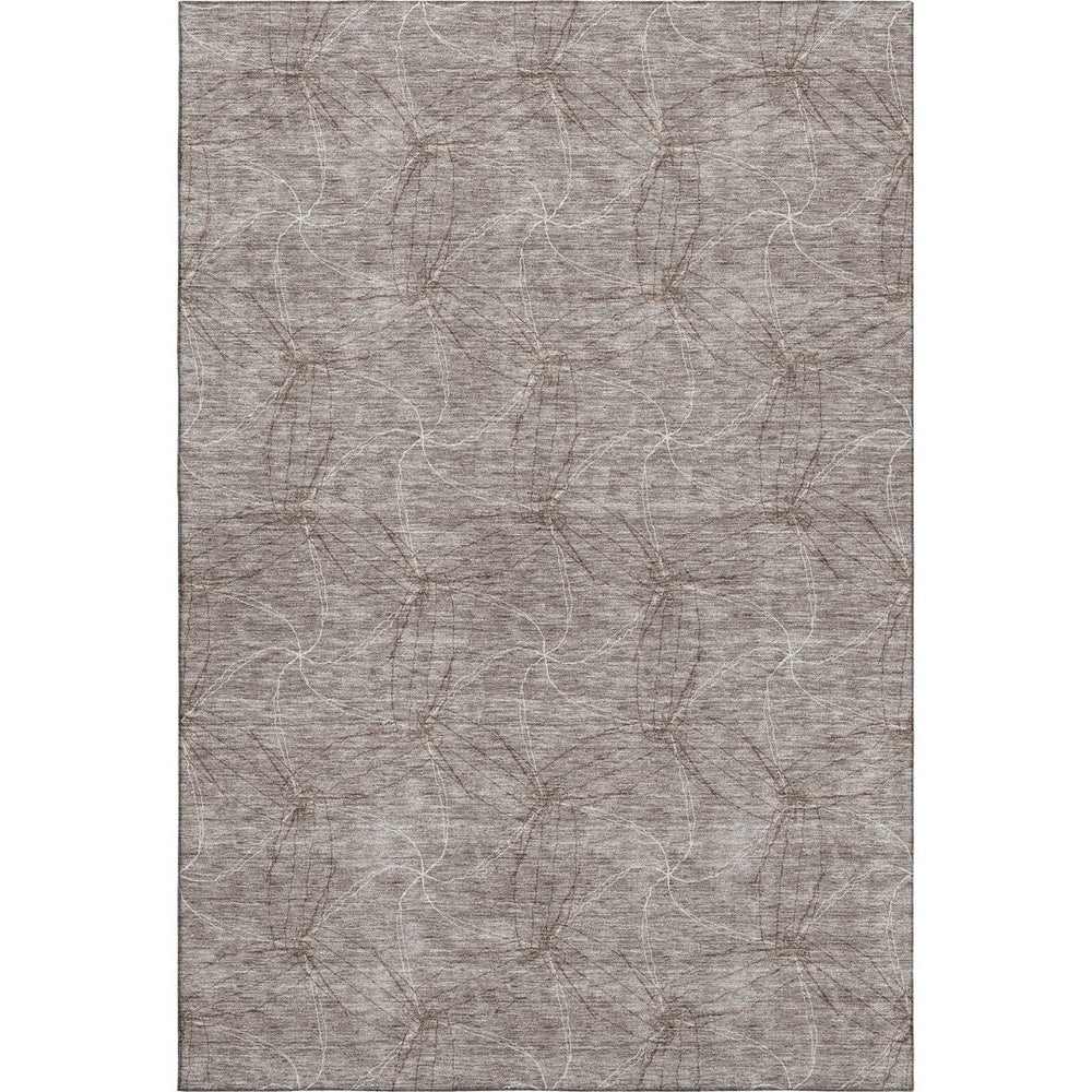 HomeRoots 10' X 14' Taupe & Ivory Geometric Washable Area Rug - UV Protected, Stain-Resistant, Family-Friendly! 676608