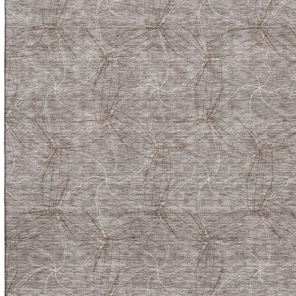 HomeRoots 10' X 14' Taupe & Ivory Geometric Washable Area Rug - UV Protected, Stain-Resistant, Family-Friendly! 676608