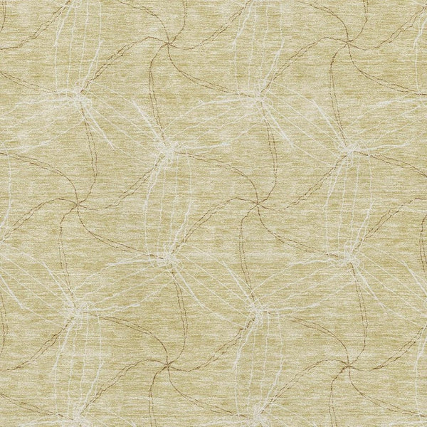 HomeRoots 5' Wheat and Ivory Geometric Washable Area Rug – Durable, UV-Protected, Perfect for Families & Pets! 676610
