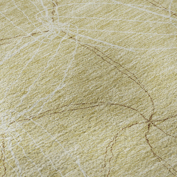 HomeRoots 8' Wheat And Ivory Geometric Round Rug – Washable, UV-Protected, Stain-Resistant, Durable Style! 676611