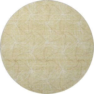 HomeRoots 8' Wheat And Ivory Geometric Round Rug – Washable, UV-Protected, Stain-Resistant, Durable Style! 676611