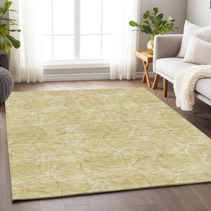 HomeRoots 8' X 10' Modern Wheat and Ivory Geometric Area Rug - Washable, Stain-Resistant, UV Protected Design 676612
