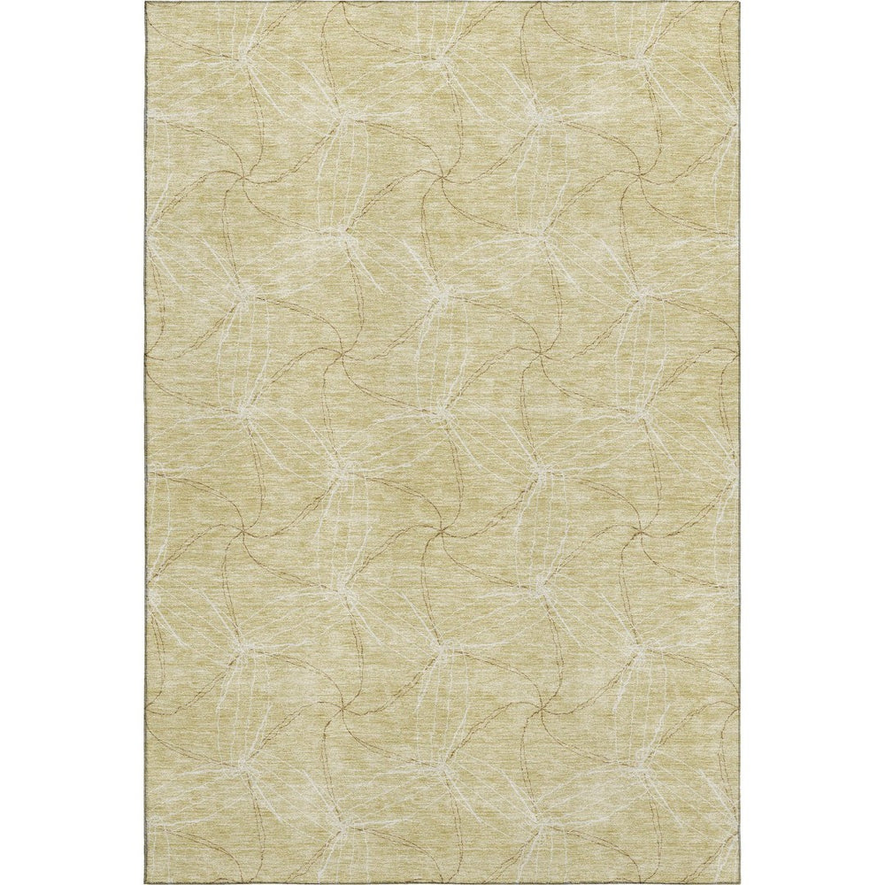 HomeRoots 8' X 10' Modern Wheat and Ivory Geometric Area Rug - Washable, Stain-Resistant, UV Protected Design 676612
