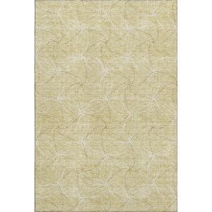 HomeRoots 8' X 10' Modern Wheat and Ivory Geometric Area Rug - Washable, Stain-Resistant, UV Protected Design 676612
