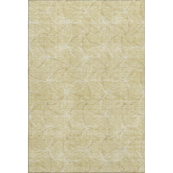 HomeRoots 8' X 10' Modern Wheat and Ivory Geometric Area Rug - Washable, Stain-Resistant, UV Protected Design 676612