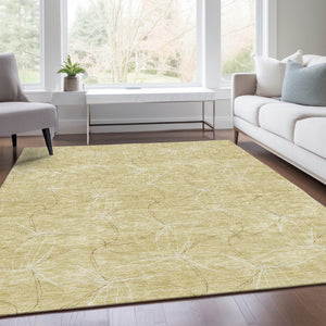 HomeRoots 8' X 10' Modern Wheat and Ivory Geometric Area Rug - Washable, Stain-Resistant, UV Protected Design 676612