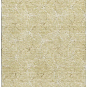 HomeRoots 8' X 10' Modern Wheat and Ivory Geometric Area Rug - Washable, Stain-Resistant, UV Protected Design 676612