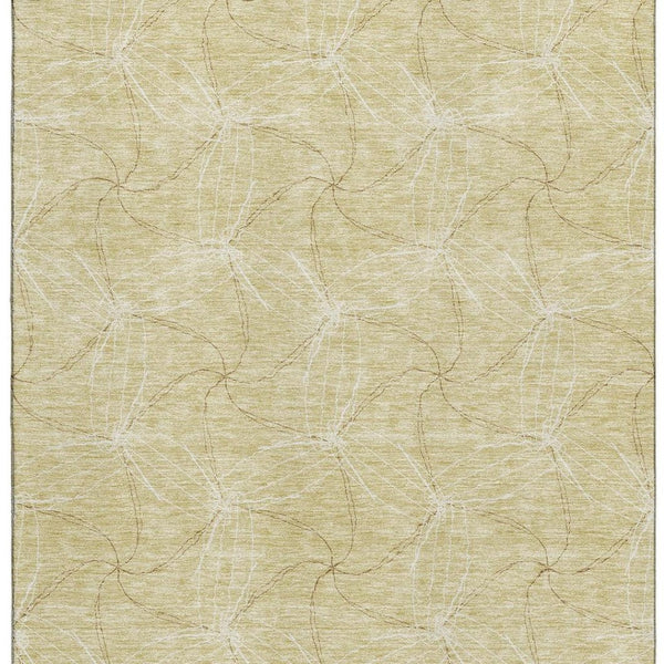 HomeRoots 8' X 10' Modern Wheat and Ivory Geometric Area Rug - Washable, Stain-Resistant, UV Protected Design 676612