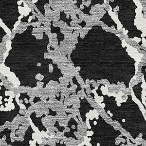 HomeRoots 9' X 12' Abstract Washable Area Rug in Black, Gray & Ivory - UV Protected, Stylish & Durable for Homes 676619