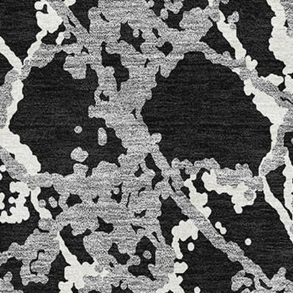 HomeRoots 9' X 12' Abstract Washable Area Rug in Black, Gray & Ivory - UV Protected, Stylish & Durable for Homes 676619