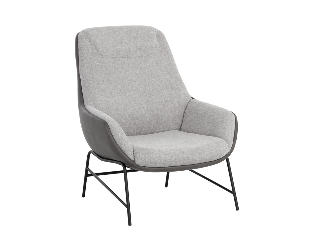 Sunpan Lucier Lounge Chair - Stylish Comfort with Durable Fabric and Elegant Matte Black Finish for Any Space Matte Black, Belfast Heather Grey / Bravo Ash