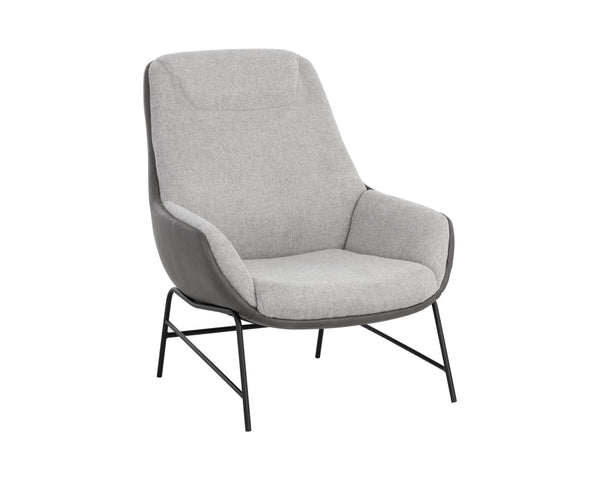 Sunpan Lucier Lounge Chair - Stylish Comfort with Durable Fabric and Elegant Matte Black Finish for Any Space Matte Black, Belfast Heather Grey / Bravo Ash