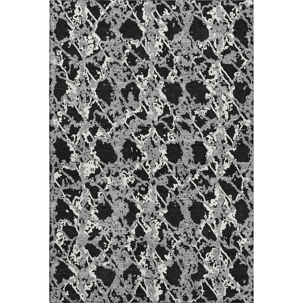 HomeRoots 10' X 14' Oversized Abstract Area Rug in Black, Gray & Ivory - Washable, UV Protected & Durable Design 676620