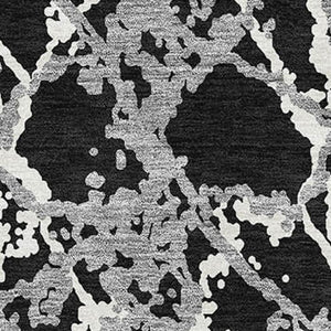 HomeRoots 10' X 14' Oversized Abstract Area Rug in Black, Gray & Ivory - Washable, UV Protected & Durable Design 676620