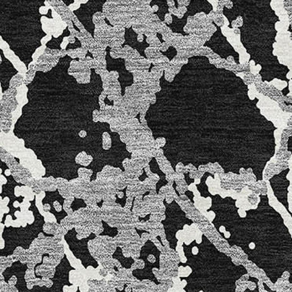 HomeRoots 10' X 14' Oversized Abstract Area Rug in Black, Gray & Ivory - Washable, UV Protected & Durable Design 676620