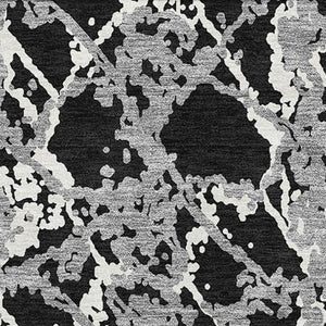 HomeRoots 10' X 14' Oversized Abstract Area Rug in Black, Gray & Ivory - Washable, UV Protected & Durable Design 676620