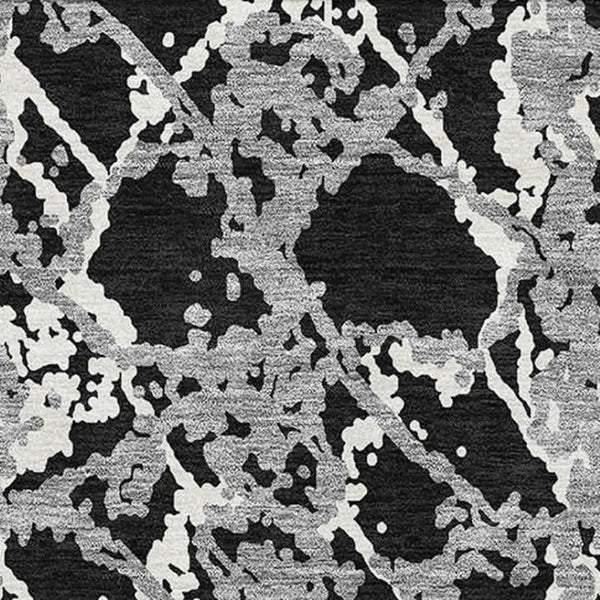 HomeRoots 10' X 14' Oversized Abstract Area Rug in Black, Gray & Ivory - Washable, UV Protected & Durable Design 676620